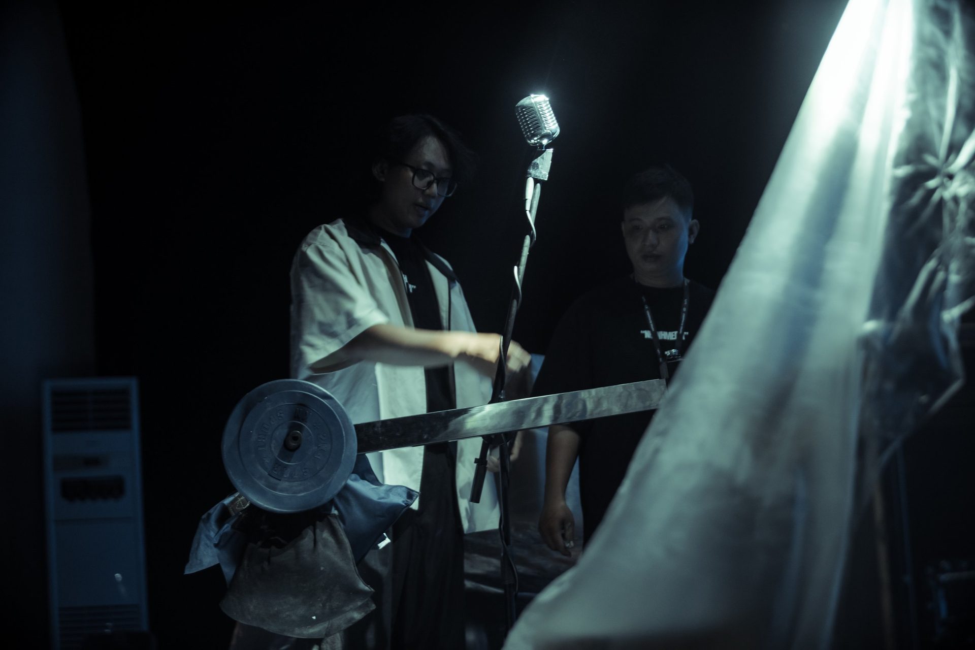 Lighting setup on set